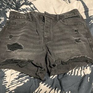 Aeropostale Distressed Black Denim Shorts